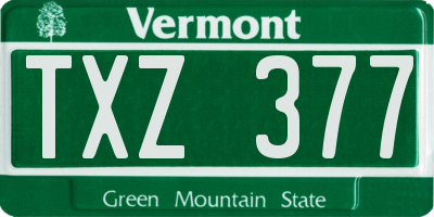 VT license plate TXZ377