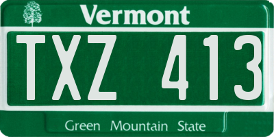 VT license plate TXZ413