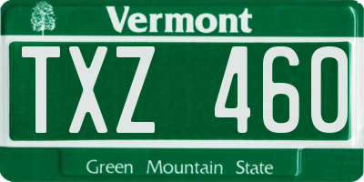 VT license plate TXZ460