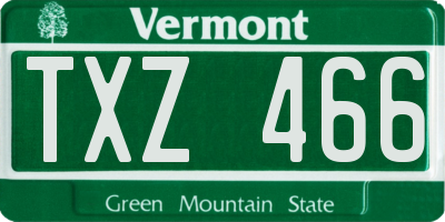 VT license plate TXZ466