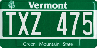 VT license plate TXZ475