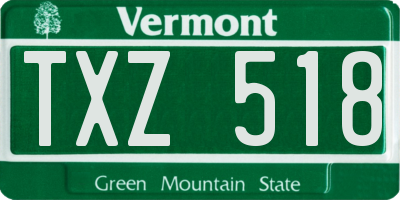 VT license plate TXZ518