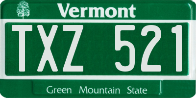 VT license plate TXZ521