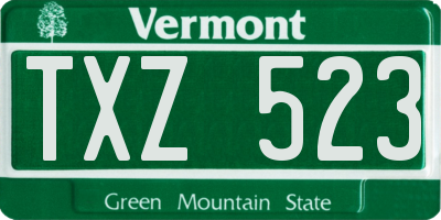 VT license plate TXZ523