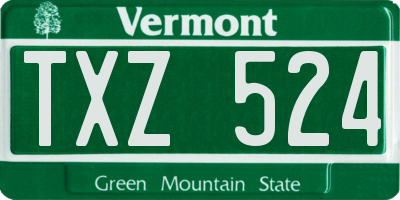 VT license plate TXZ524