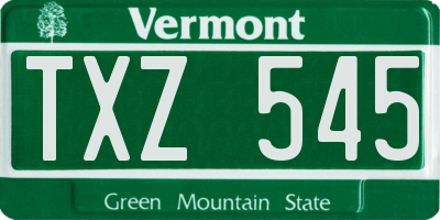 VT license plate TXZ545