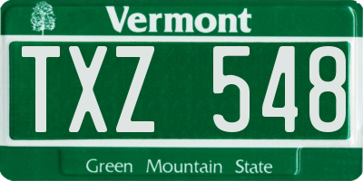 VT license plate TXZ548