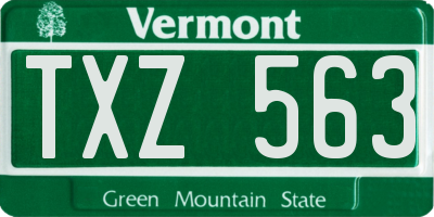 VT license plate TXZ563