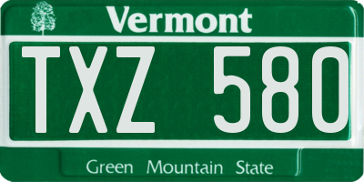 VT license plate TXZ580