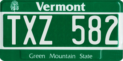 VT license plate TXZ582