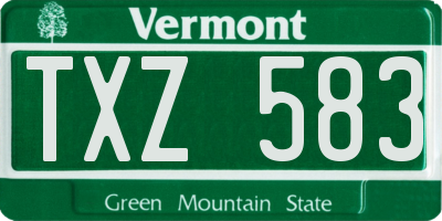 VT license plate TXZ583