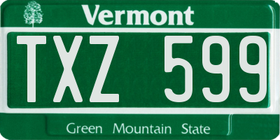 VT license plate TXZ599