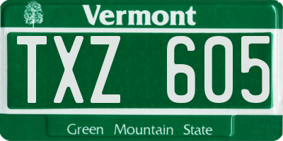 VT license plate TXZ605