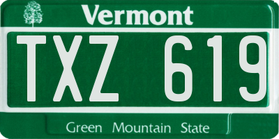 VT license plate TXZ619