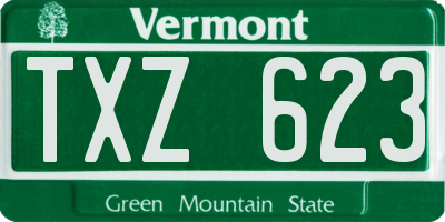 VT license plate TXZ623