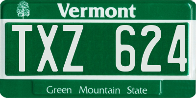 VT license plate TXZ624