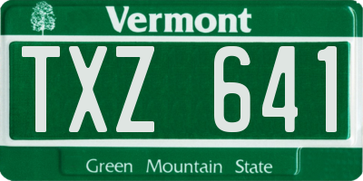 VT license plate TXZ641