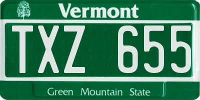 VT license plate TXZ655