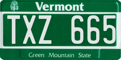VT license plate TXZ665