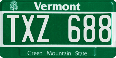 VT license plate TXZ688