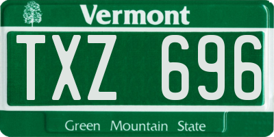 VT license plate TXZ696