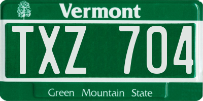 VT license plate TXZ704