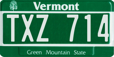 VT license plate TXZ714