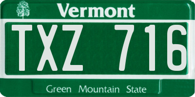 VT license plate TXZ716