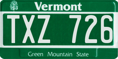 VT license plate TXZ726