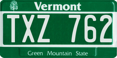 VT license plate TXZ762