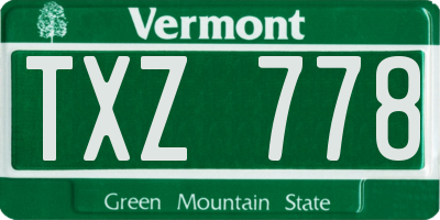 VT license plate TXZ778