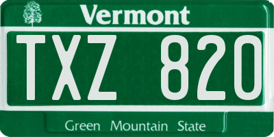 VT license plate TXZ820