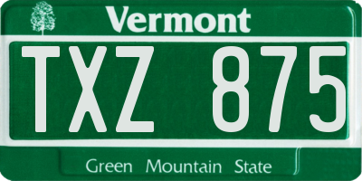 VT license plate TXZ875