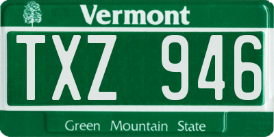 VT license plate TXZ946