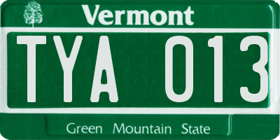 VT license plate TYA013