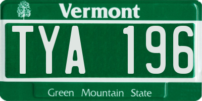 VT license plate TYA196