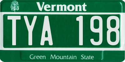 VT license plate TYA198