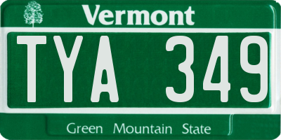 VT license plate TYA349