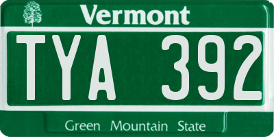 VT license plate TYA392