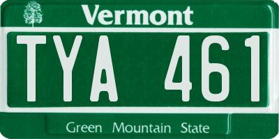 VT license plate TYA461