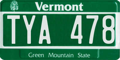VT license plate TYA478