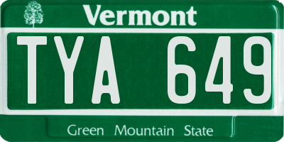 VT license plate TYA649