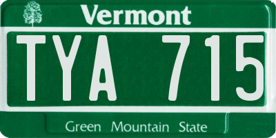 VT license plate TYA715