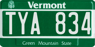 VT license plate TYA834