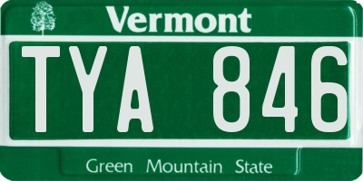 VT license plate TYA846