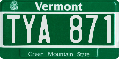 VT license plate TYA871