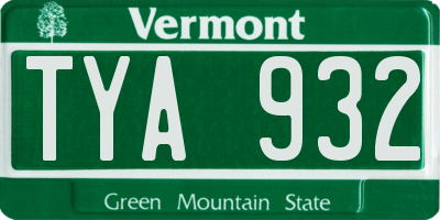 VT license plate TYA932