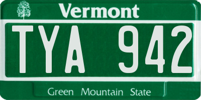 VT license plate TYA942