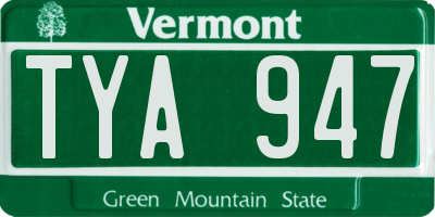 VT license plate TYA947