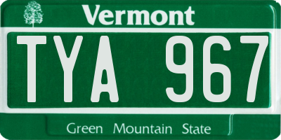 VT license plate TYA967